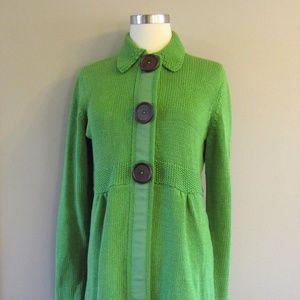 BODEN Green Long Cotton Cardigan Sweater Coat